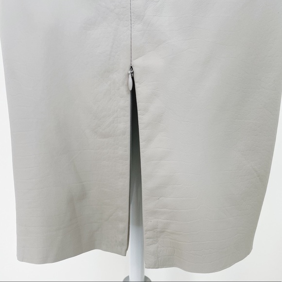 NWT By MALENE BIRGER Gray Embossed Leather Pencil Skirt - Picture 8 of 14